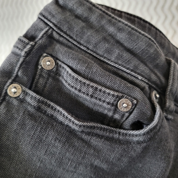 Free People Black Cutwork Mid Rise Frayed Raw Hem Straight Cut Jeans Size 26 W - Picture 7 of 11